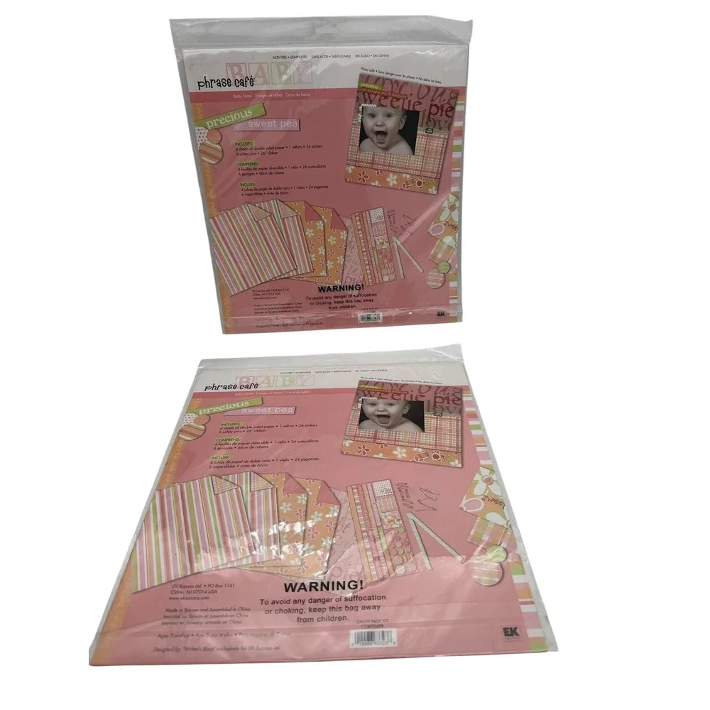 EK Success Phrase Cafe Baby Faces Page Kit 12x12 Scrapbook Paper Stickers 2 Pack